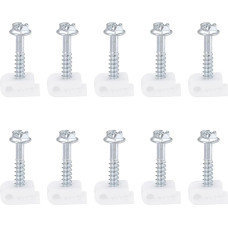 sourcing map 50pcs Single Coaxial Cable Clips 3mm Screw Clip Electrical Cable Holder Plastic Wire Clamps for Cable Management White