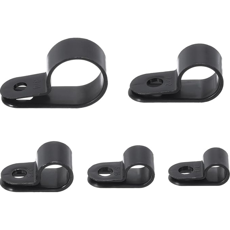 sourcing map 305pcs Single Coaxial Cable Clips Screw Clip Electric Wire Cable Holder Plastic Wire Clamps for Cable Management Black