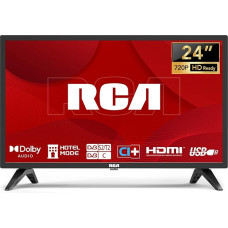 RCA 24 colių (60 cm) LED HD televizorius, skirtas miegamajam ir virtuvei, su trigubu imtuvu (DVB-T/T2-C-S/S2), HDMI, VGA, daugialypės terpės grotuvu, USB, CI+, viešbučio modelis (NRB24HF1, 220 V)