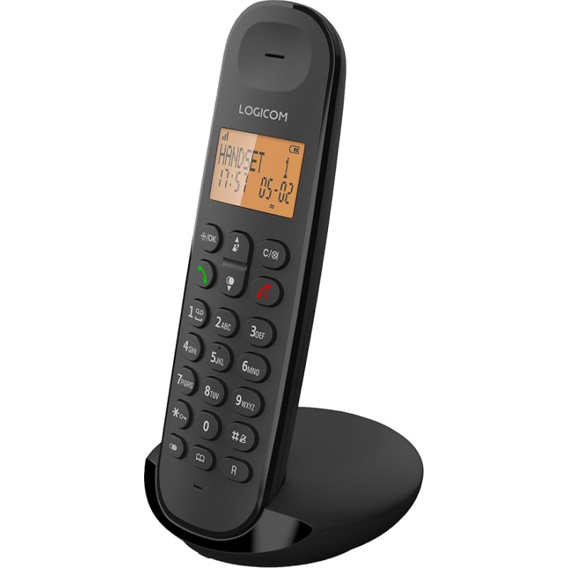 Logicom ILOA 100 Cordless Landline Telephone without Answering Machine - Solo - Analog and DECT Phones - Black