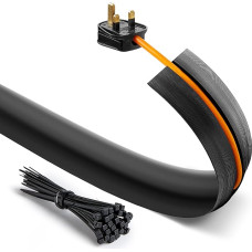 Deeba UK Floor Cable Cover with Cable Ties, Wire Cover with Non-Slip Base Protects Cables & Prevents Tripping Hazards, Ideal for Offices, Retail, Factories & Garages - (4m, Black)