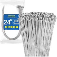 100 metalinių kabelių kaklaraiščių pakuotė 600 mm x 4,6 mm Nerūdijančio plieno kabelių kaklaraiščiai Krovumas 122 kg Nerūdijančio plieno kabelių kaklaraištis 304 Tinka išmetamųjų dujų apvyniojimui tvora Lauko stogelis