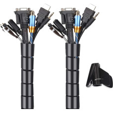 Universal Cable Tidy Sleeve, Flexible Cable Tidy / Cable Organiser, Cable Protection System for TV, Computer, Home Cinema
