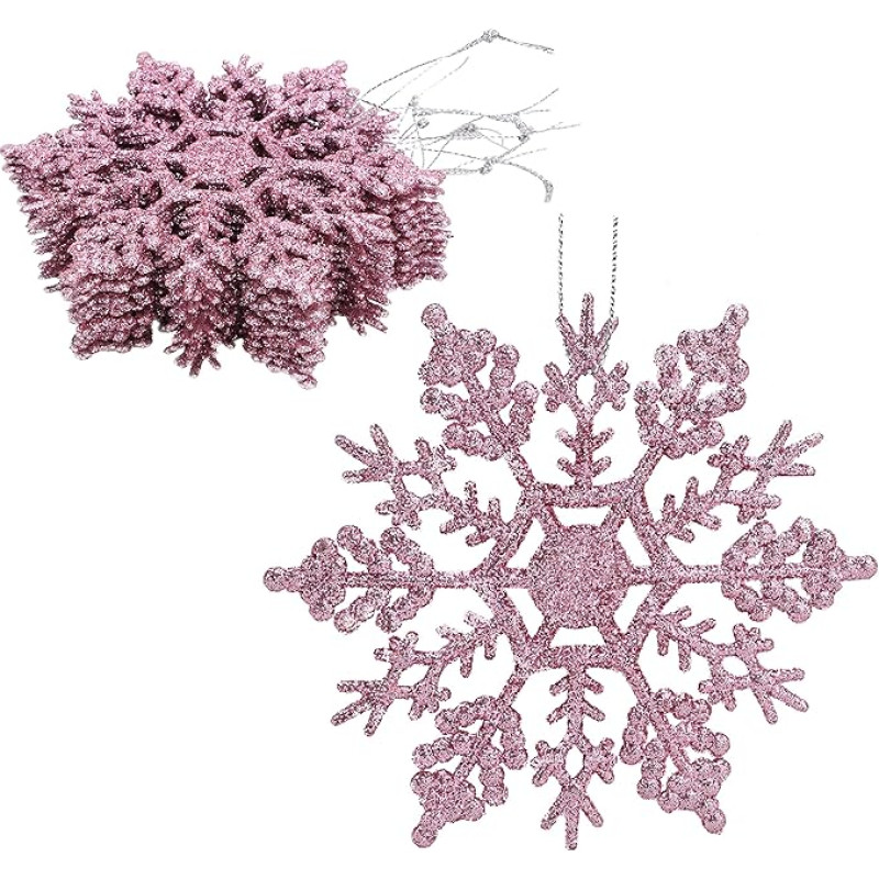 Christmas Concepts® 12-10 cm blizgančių snaigių pakuotė, skirta pakabinti - kalėdinės dekoracijos (Baby Pink)