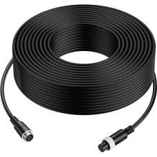 Cocar 50 ft 15 m Car Video Extension Cable 4-Pin Aviation Waterproof Shockproof for CCTV Reversing Camera Truck Trailer Motorhome Bus Carrier Support Monitor System
