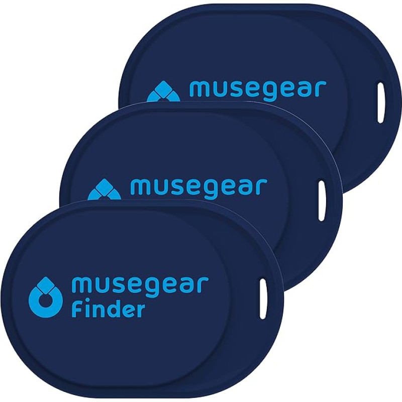 musegear Key Finder Mini with Bluetooth App, Key Finder Loud for Mobile Phone, Dark Blue, Pack of 3, for iOS & Android, Key Finding