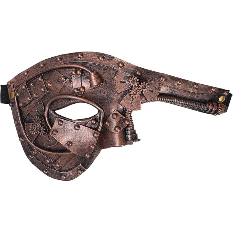 Aroncent Venezianische Masquerade Steampunk Maske: Herren Roboter Halbmaske für Karneval Halloween Musikfestivals Ritterlich italienisch venezianische Maske Bronze