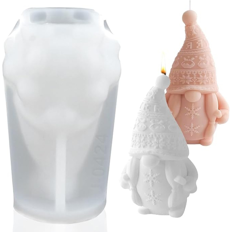 Kalėdinė žvakių forma, 3D kalėdinė žvakių forma, silikoninė kalėdinė forma, silikoninė forma, nykštukas, muilo forma, amatai, aromaterapija (B stilius)