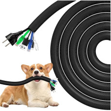 AGPTEK 6 m Cable Sleeve, 13 mm Self-Closing Cable Duct, Flexible Textiles Cable Sheath, Cable Management for Desk, TV, Computer, PC, Cable Protection for Dogs, Cats, Black