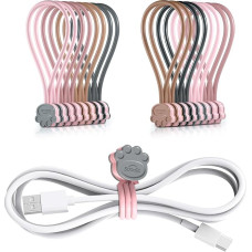 SOOOEC Reusable Magnetic Cable Ties, for Cable Management and Organization, Multipurpose Silicone, Magnetic Cable Ties, 4 Colors X 4 (Pack of 16)