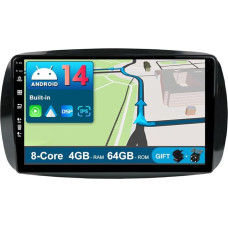 JOYX Android 13 IPS automobilinis radijas, tinkamas Mercedes-Benz Smart (2014-2020) - 4G+64G - Integruotas DSP/Carplay/Android Car - Kamera + MIC - 9 colių 2 DIN - Valdymas vairu WiFi DAB 360 Camera Fast