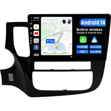 BXLIYER Android 14 automobilinis radijas, tinkamas Mitsubishi Outlander (2012-2018) - 4G+64G - Integruotas DSP/Carplay/Android Car - Kamera + MIC - 10,1 colių 2 DIN - Valdymas vairu WiFi DAB Fast Boot