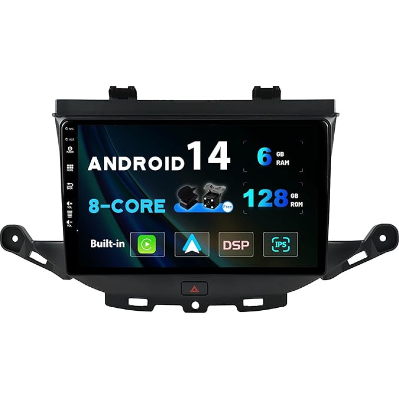 SXAUTO - 6G+128G - Android 12 IPS automobilinis radijas, skirtas Vauxhall Astra K/Buick Verano GS (2016-2020) - Integruotas Carplay/Android Car - Kamera + MIC - DAB vairo valdymas, greitas 360-CAM įkrovimas - 2 DIN 9 colių