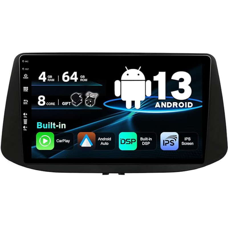 SXAUTO Android 13 automobilinis radijas Hyundai i30 (2017-2018) - Integruotas Carplay/Android automobilis - LED kamera + mikrofonas - 4G + 64G - DAB 360-CAM vairo valdymas Fast Boot WiFi Bluetooth AHD - 2 DIN 9 colių