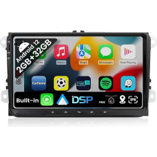 BXLIYER Android 12 IPS automobilinis radijas, tinkamas Passat/Golf/Skoda/Seat/Jetta - Integruotas CarPlay Android Car - atbulinės eigos kamera + Canbus - 2G + 32G - 9 colių 2 DIN - DSP DAB vairo valdymas WiFi