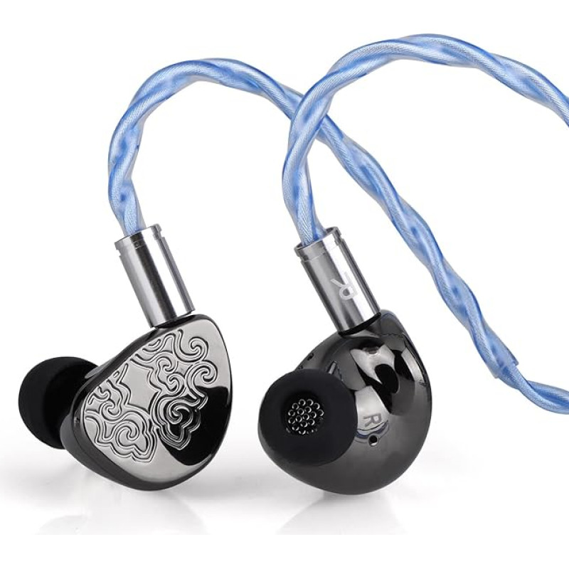 LINSOUL Tangzu x HBB Wu Heyday HiFi atnaujintas 14,5 mm planarinis garsiakalbis IEM su 5 ašių CNC aliuminio korpusu, nuimamu sidabruotu kabeliu 3-in-1 (Tangzu x HBB Wu Heyday, 3-in-1 (2,5/3,5/4,4 m)