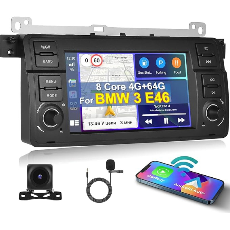 [8 Kern 4G+64G] Inefala Android 13 Autoradio 2 DIN für BMW E46 1998-2006, 7