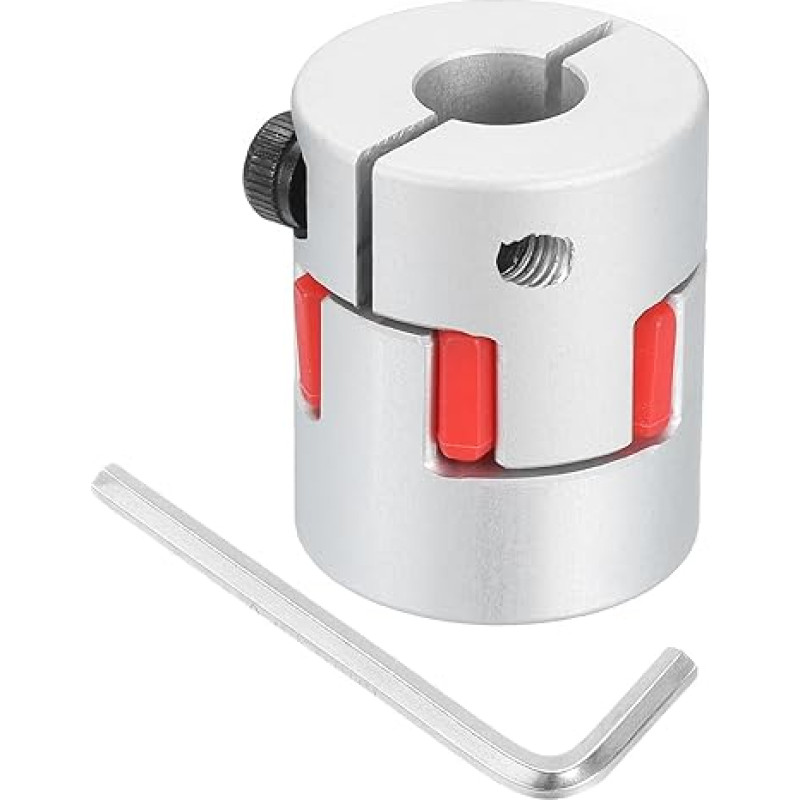 sourcing map D25 L30 8 mm bis 10 mm flexible Pflaumenschaftkupplung, Aluminium-Motoranschluss, flexible Spinnenkupplung für 3D-Drucker, CNC-Maschine und Servo-Schrittmotor (silberfarben/rot)