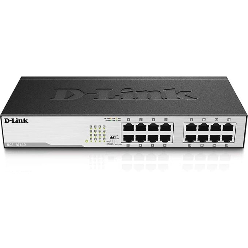 D-Link DGS-105 5 prievadų antro lygmens Gigabitinis komutatorius (iki 2000 Mbit/s duomenų perdavimas vienam prievadui, paprastas diegimas, energiją taupančios funkcijos, be ventiliatoriaus, metalinis korpusas)