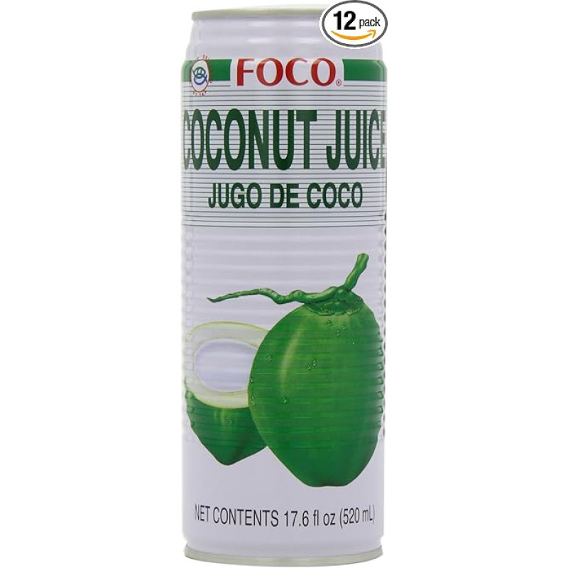 FOCO Coconut Juice Drink, Pack of 12 (12 x 524 g)