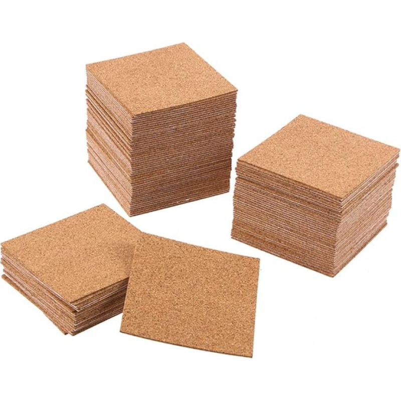 COHEALI Pack of 10 Self-Adhesive Cork Coasters Squares Cork Mats Mini Wall Cork Tiles Mat Cork Backing Sheet for Coasters DIY Craft Supplies