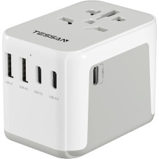 TESSAN Travel Adapter Worldwide, Universal Travel Adapter with 2 USB and 3 USB C, International Socket Adapter, Travel Plug Adapter Worldwide for Germany, USA, England, Australia, Travel Adapter