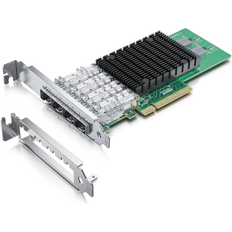 H!Fiber.com 10G tinklo kortelė, Quad SFP+, 10GbE Ethernet tinklo kortelė, suderinama su X710-DA4, su 