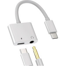 Adapter USB C to Jack Headphone Cable (2-in-1) Headphones 3.5 mm DAC Audio Headphone Charger USB-C Compatible for Huawei Xiaomi Redmi Google Samsung S21 Cable Double Plug Adapter Car AUX