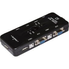 Link LKKWM4 Kvm jungiklis 4 kompiuteriams USB/VGA su 1 pele, 1 USB klaviatūra ir 1 VGA monitoriumi su pridedamais kabeliais