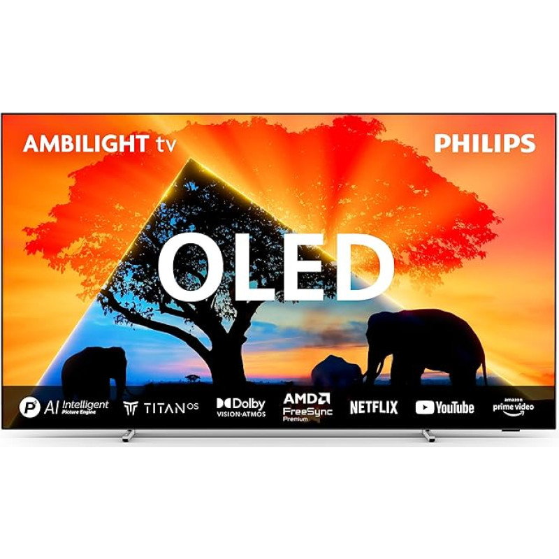 Philips Ambilight 48OLED759 4K OLED Smart TV - 48-Zoll Display mit P5 AI Perfect Picture Ultra HD, Titan OS, Dolby Vision und Dolby Atmos Sound - Funktioniert mit Alexa und Google Sprachassistent