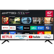 Antteq AV42F3 TV 42 Inch (106 cm) Smart TV with Netflix, Prime Video, Rakuten TV, DAZN, YouTube, UVM, WiFi, Triple Tuner DVB-T2/S2/C