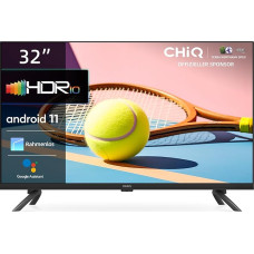 CHiQ LED TV, 32 Inch Smart TV, Android11, HDR, DBX-tv, Quad-core, WiFi, Bluetooth, Google Assistant, Chromecast, Netflix, Prime Video, Youtube, Triple Tuner (DVB-T2/T/C/S/S2), WiFi. HDMI/USB/CI+, Dolby Audio, HD