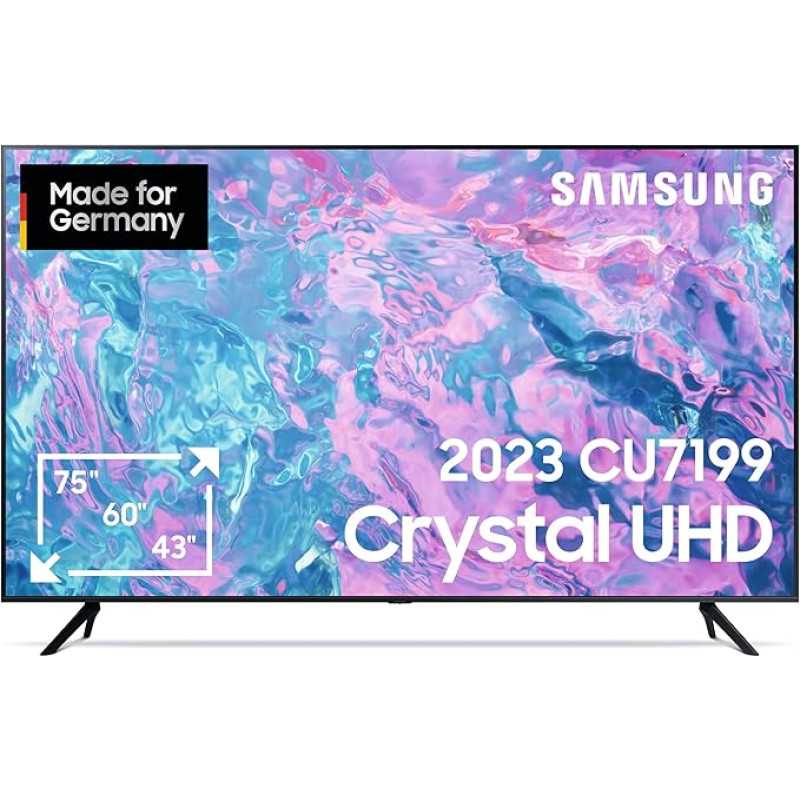 Samsung Crystal UHD 4K CU7199 TV 75 Inches, PurColor, Crystal Processor 4K, Smart TV, GU75CU7199UXZG, German Model [2023]