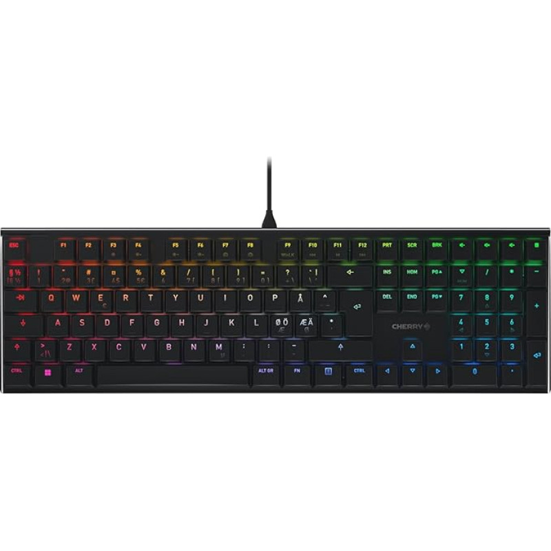 CHERRY MX 10.0N RGB, plokščia mechaninė žaidimų klaviatūra, 