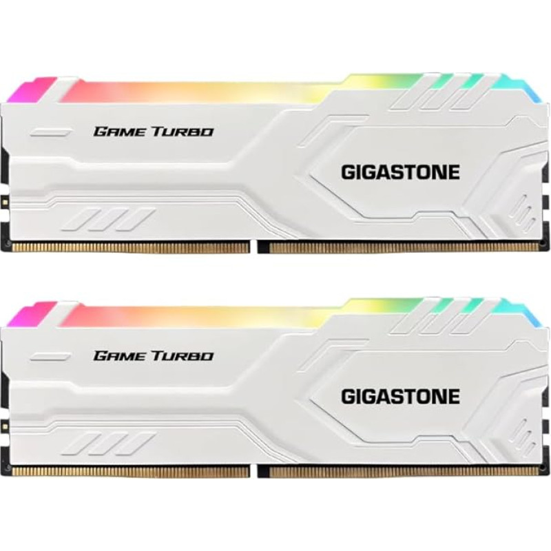 [RGB DDR4 RAM] GIGASTONE RGB Game Turbo (White) Desktop RAM 32GB (2x16GB) DDR4 RAM 16GB DDR4-3200 MHz PC4-25600 CL16 1.35V 288 Pin/Pin Unbuffered Non-ECC Kompiuterių atmintis RAM (tik PC Desktop)