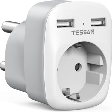 TESSAN South Africa Adapter with 2 USB, 3 in 1 Plug for South Africa, Travel Adapter South Africa, Power Adapter South Africa, Socket Adapter South Africa, Travel Plug Namibia, Travel Adapter Type M