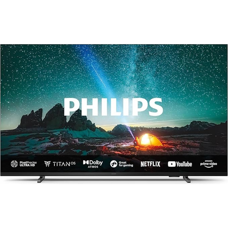 Philips 75PUS7609 4K LED Smart TV - 75-Zoll Display mit Pixel-präziser Ultra HD, Titan OS Plattform und Dolby Atmos-Klang - Funktioniert mit Alexa und Google Sprachassistent – Anthrazitgrau