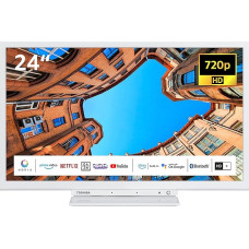 Toshiba 24WK3C64DAW 24 Inch TV/Smart TV (HD Ready, HDR, Alexa Built-In, Triple Tuner, Bluetooth) - Includes 6 Months HD+ [2023], White