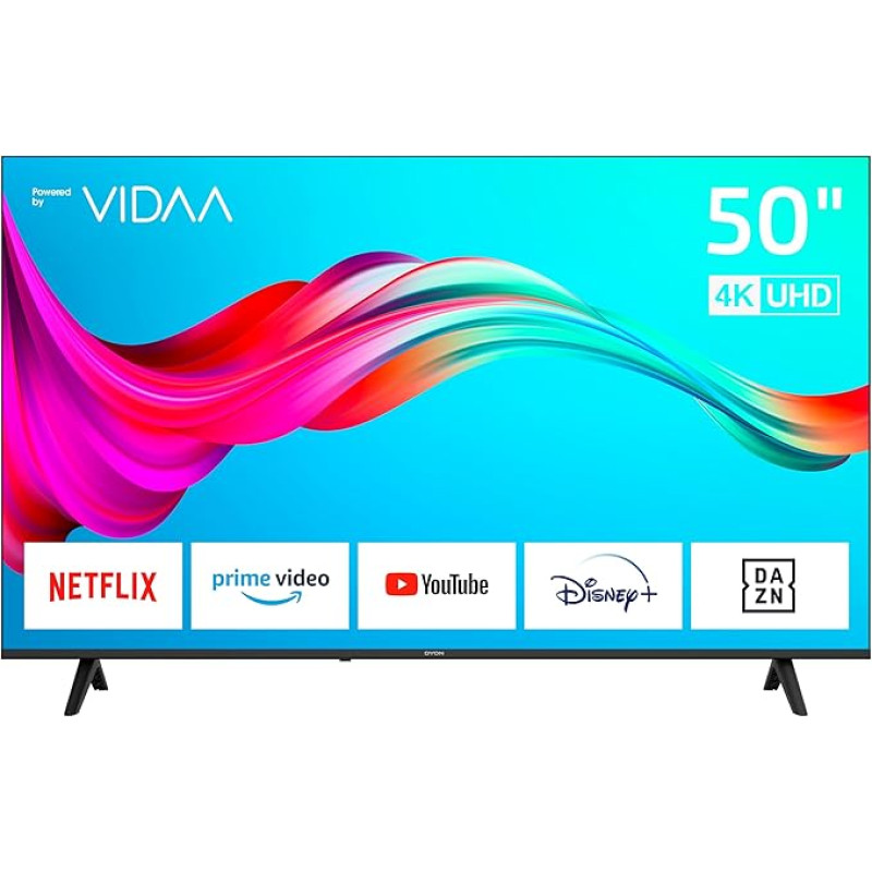 DYON Smart 50 VX - 50 Inch (126 cm) TV (4K Ultra HD Smart TV, Triple Tuner (DVB-C/-S2/-T2), App Store, Prime Video, Netflix, YouTube, DAZN, Disney+) [Mod. 2024]