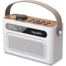 Inscabin M60 Portable Speaker Dab/Dab+ Digital FM Wireless with Bluetooth/Stereo Sound/Dual Speakers/Dual Alarm Clock/Rechargeable Battery/Beautiful Design (White)