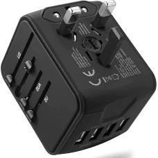 JMFONE Travel Adapter Worldwide, Socket Adapter with 4 USB Ports AC Travel, Universal Travel Plug Travel Adapter for Europe, USA, UK, Japan, Mexico, 160 Countries, International World Plug