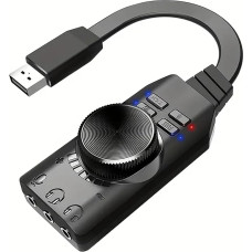 USB išorinė garso kortelė Virtualus 7.1 erdvinio garso plokštės adapteris su PUBG garso efektais, skirtas PC/PS4/PS5/Mac/žaidimų ausinėms, 