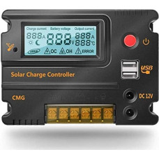 20A 12V 24V Solar Charge Controller Car Switch LCD Intelligent Panel Battery Regulator Charge Controller Overload Protection Temperature Compensation
