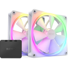 NZXT F140 RGB ventiliatoriai - RF-R14DF-W1 - išplėstinis RGB apšvietimo reguliavimas - tylus aušinimas - dvigubas (komplekte yra RGB ventiliatorius ir valdiklis) - 140 mm ventiliatorius - baltas