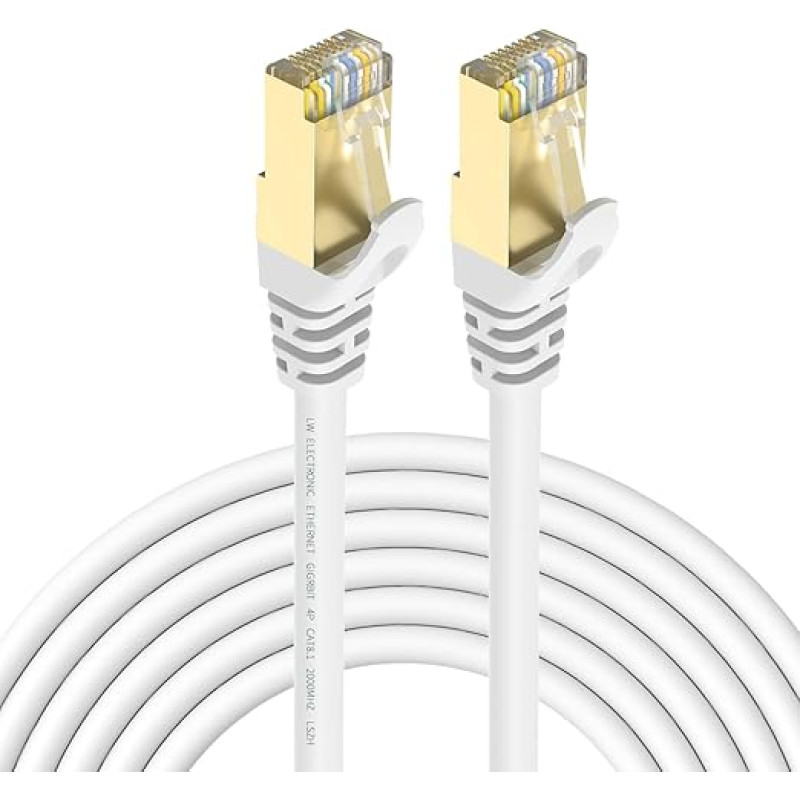 LW Electronic 10 m CAT 7A LSZH Ethernet Cable 10000 Mbit S Network Cable Patch Cable S FTP PIMF Shielding Compatible with CAT.5 / CAT.5e / CAT.7 PC Switch Router Modems RJ45 Connector