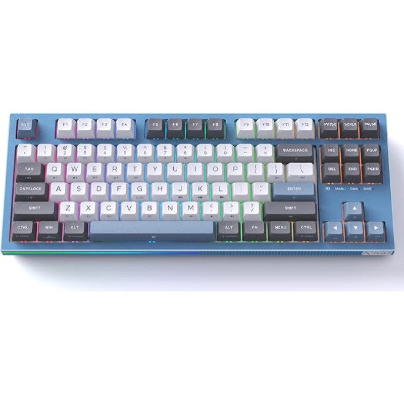 KEMOVE K87 Gaming Keyboard, Mechanical Wireless, 2.4 GHz/Bluetooth/Wired 80% TKL Keyboard with Red Switches, RGB Lighting, Multimedia Keys, US Layout for Win/Mac, Blue