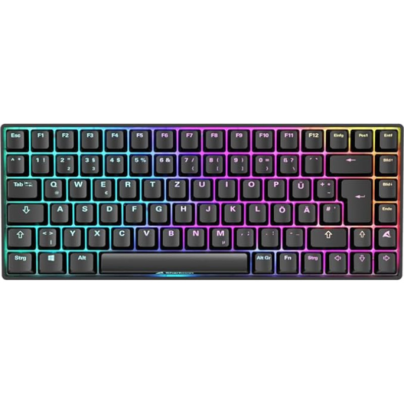 Sharkoon Skiller SGK50 S3 juoda, RGB žaidimų klaviatūra, geltonos spalvos, 75% išdėstymas