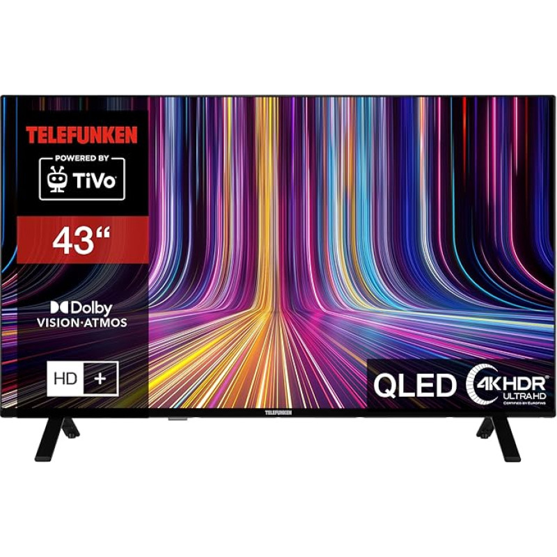 Telefunken QLED TV 43 Inch Smart TV Powered by TiVo (4K UHD, HDR Dolby Vision, Dolby Atmos, Triple Tuner, 6 Months HD+ Included) QU43TO750S