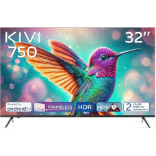 KIVI 32H750NB Smart TV Rahmenlos – Fernseher 32 Zoll HD, Smart TV 32, VA Panel, vergleichbar mit OLED-Qualität, HDR10, Android 11.0, WLAN & Bluetooth, Netflix HBO-fähig