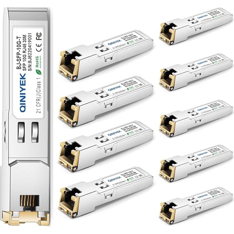 QINIYEK 10GBase-T SFP+ tranzistorius, 10G SFP+ RJ45 varinis tranzistorius, suderinamas su 